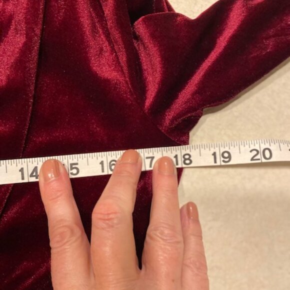Huhot Women's Burgundy Velvet Long Sleeve Sexy Stretch Rouch Fitted Dress Size L - Picture 9 of 11